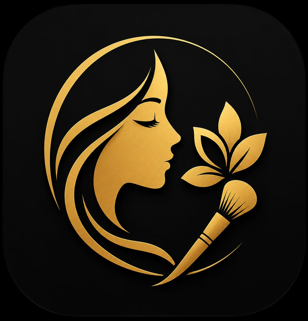 Logo dourado com fundo preto do app BelezaFácil